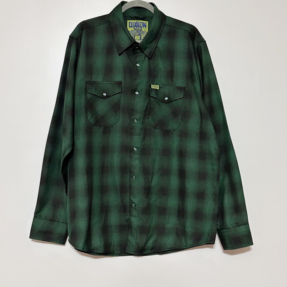 Dixxon Absinthe Heritage‎ Flannel Black and Green Plaid Size X-Large
